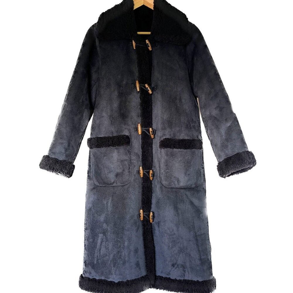 NWOT DÔEN Chamonix Reversible Shearling Coat Black XS